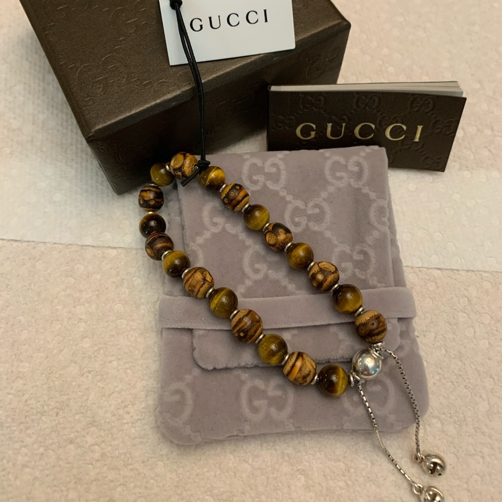 Gucci Bamboo Wood and Tiger Eye bracelet